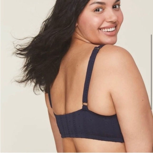 Andie Navy The Belmar Bikini Eyelet Top S - Picture 3 of 6